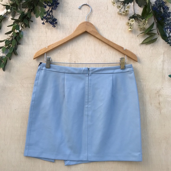 Zara Baby Blue Zipper Pleather Mini Skirt - Picture 7 of 8